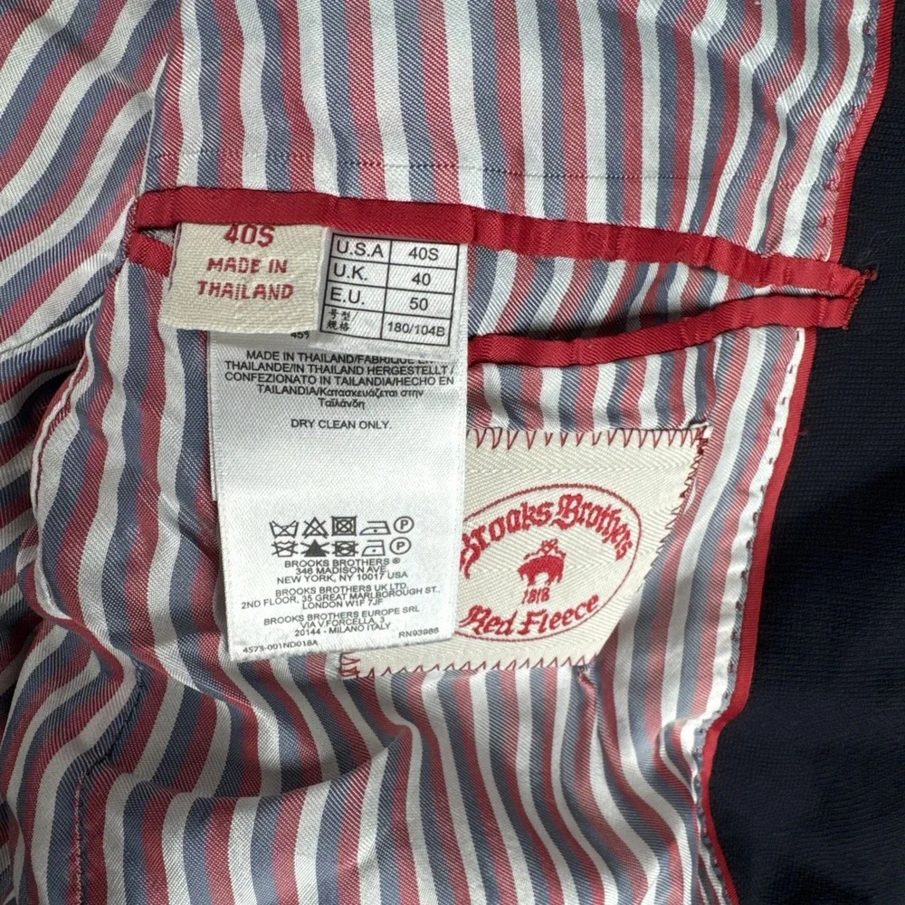 Brooks Brothers Red Fleece Navy Sport Coat 40S Gold Buttons Marzotto Fabric